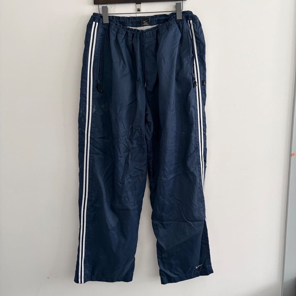Vintage Nike Track Pants Navy Blue Striped XL Mens Tracksuit Bottoms